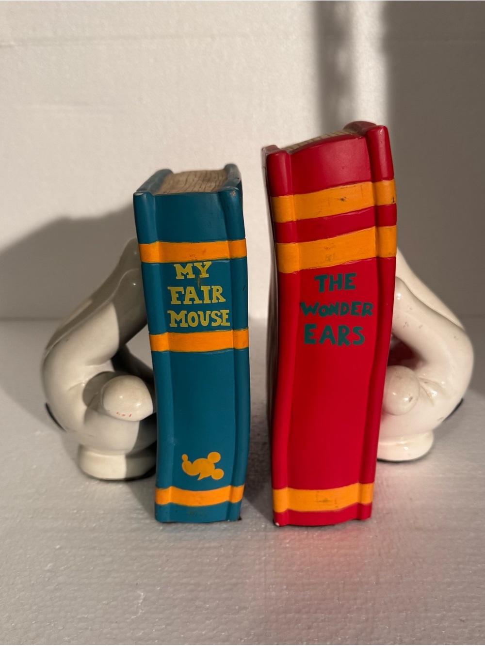 Disneyland Mickey Mouse Bookends "My Fair Mouse" "The Wonder Ears"